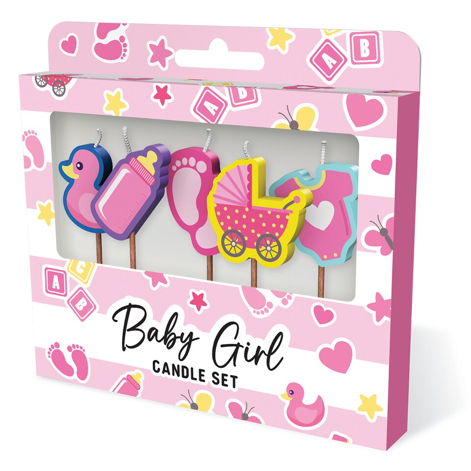 image 1 of Novelty Cake Candle Set - Baby Girl
