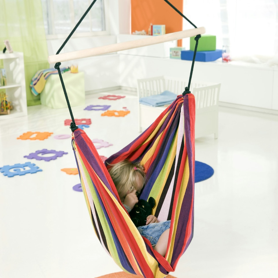 image 1 of Relax Kids Hanging Chair - Rainbow Multi | Rainbow