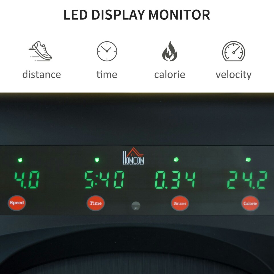 image 1 of HOMCOM Walking Machine w/ LED Display & Remote Control Exercise Jogging Fitness