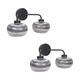 image 4 of ValueLights Amaia Pair Matte Black IP44 Rated 2 Way Smoked Glass Wall Lights with LED Bulbs