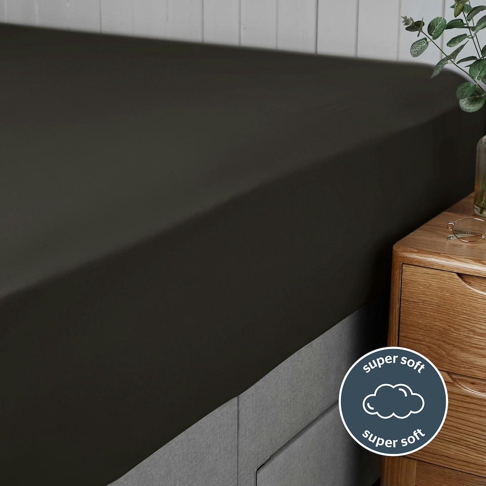 image 1 of Silentnight Supersoft Fitted Sheet | Black | Double