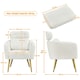 image 3 of Yaheetech Boucle Barrel Accent Chair with Adjustable Headrest and Lumbar Pillow White
