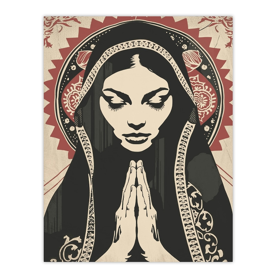 image 1 of Woman in Prayer Peace Islam Muslim Black Framed Wall Art Print A4