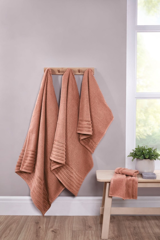 image 1 of Linear Pure Cotton Bath Sheet Towels Set Of 2 | Red | Bath sheet | 2
