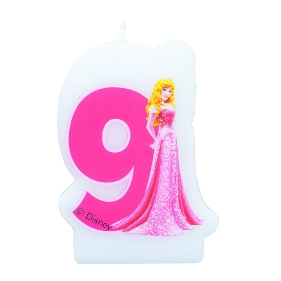 Sleeping Beauty Aurora 9th Birthday Candle - White/Pink - One Size