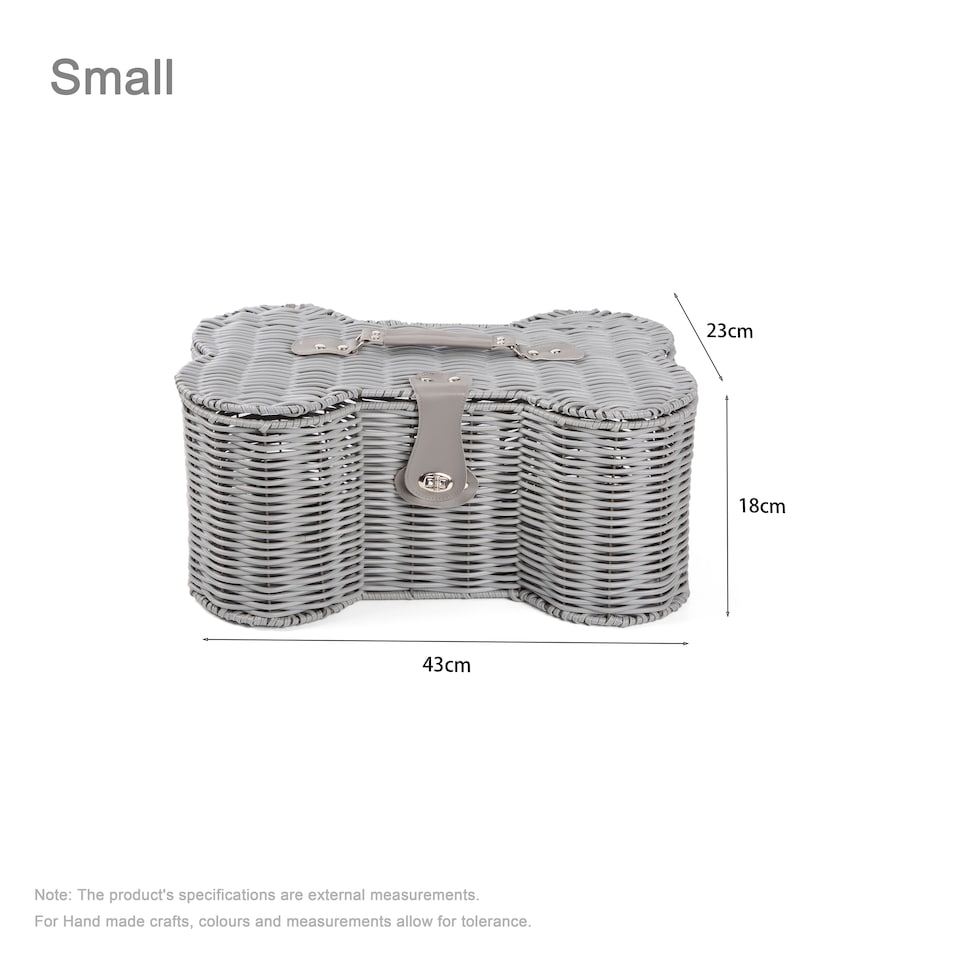 image 1 of Wickerfield Bone-Shaped Lidded Pet Toy Storage Basket with Handle