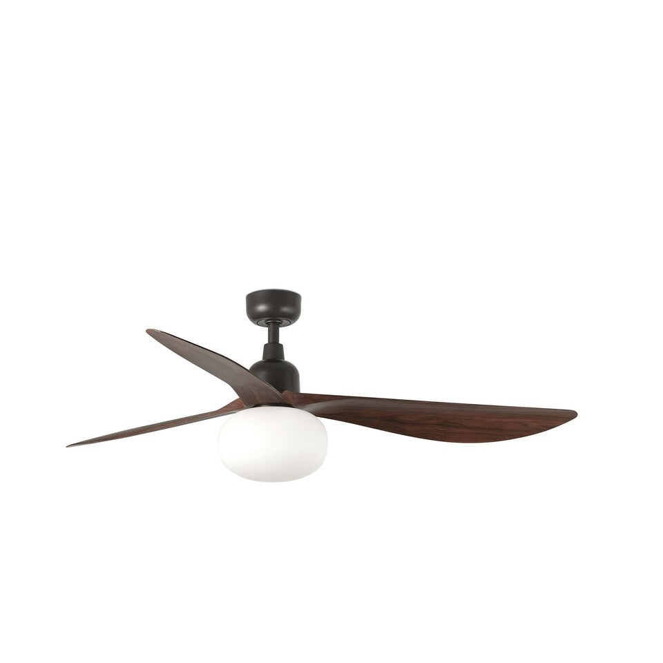 image 1 of Outwood 150cm Smart Ceiling Fan Dark Brown, Walnut Blades, E27 Light, IP44