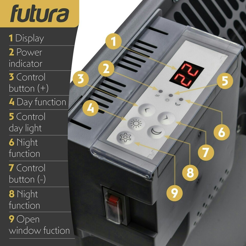 image 1 of Futura 1500W Electric Panel Wall Radiator Heater Grey