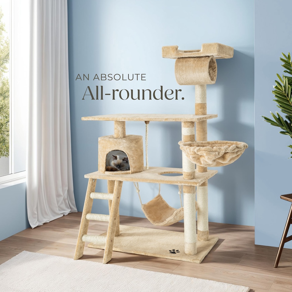 image 1 of Cat Tree Marcel - 141 cm, sisal cat scratching post | Cream | beige | One Size | 1