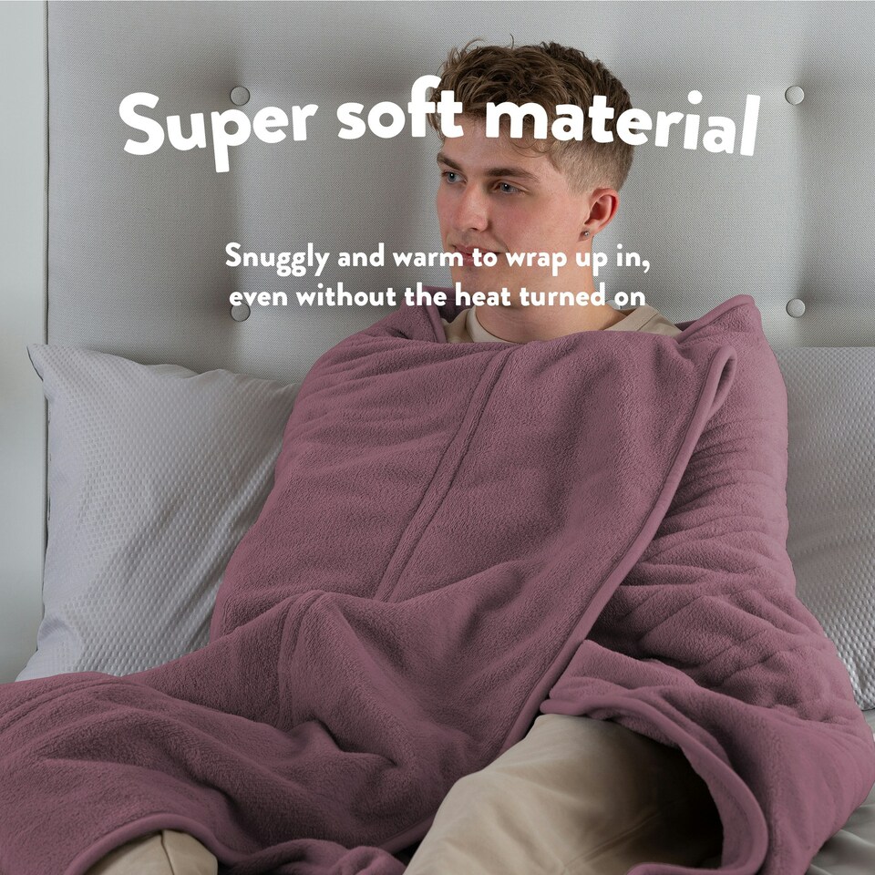 image 1 of Slumberdown Comfy Hugs Heated Throw, Plum