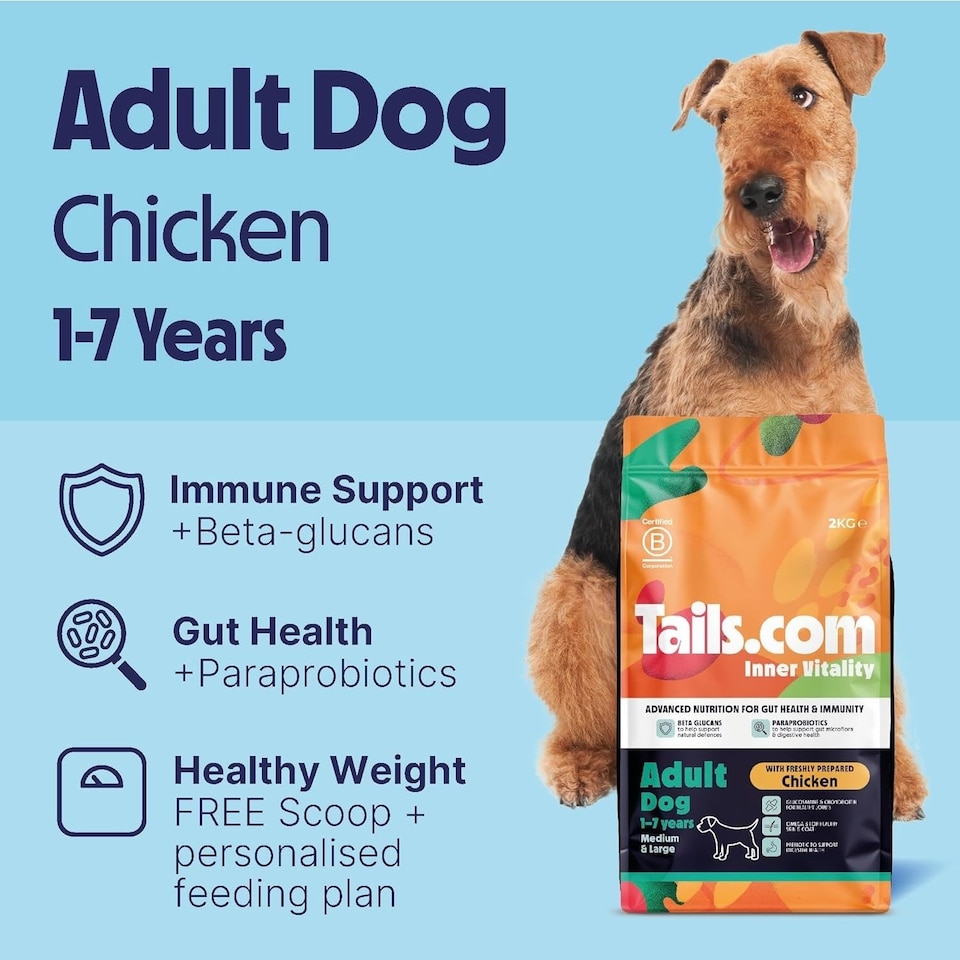 image 1 of 2kg Tails.com Inner Vitality Medium & Large Adult Dry Dog Food Kibble Chicken