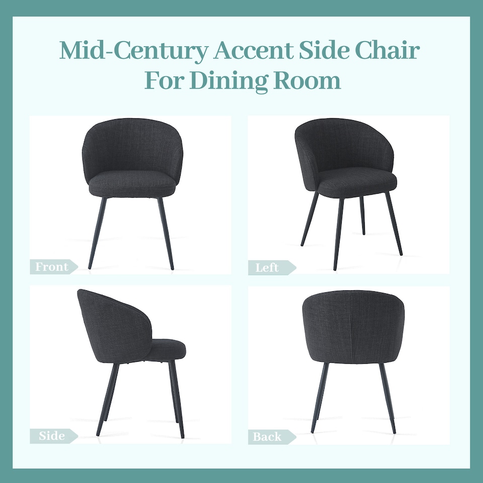 image 1 of SONARA Modern Set of 2 Chunky Weave Fabric Ergonomic Dining Chairs with Arms | Grey