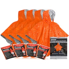 aZengear Emergency Survival Poncho (4pc) Thermal Mylar Foil Coating Blanket for Heat Retention, Rain, Waterproof Outdoor Kit