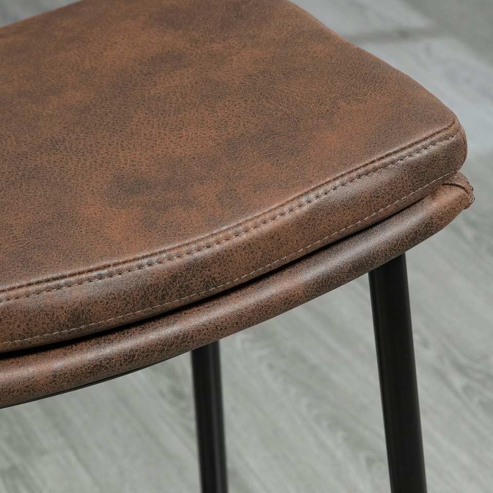 image 1 of HOMCOM Breakfast Bar Stools Set of 2 Upholstered Barstools w/ Curved Seat Brown