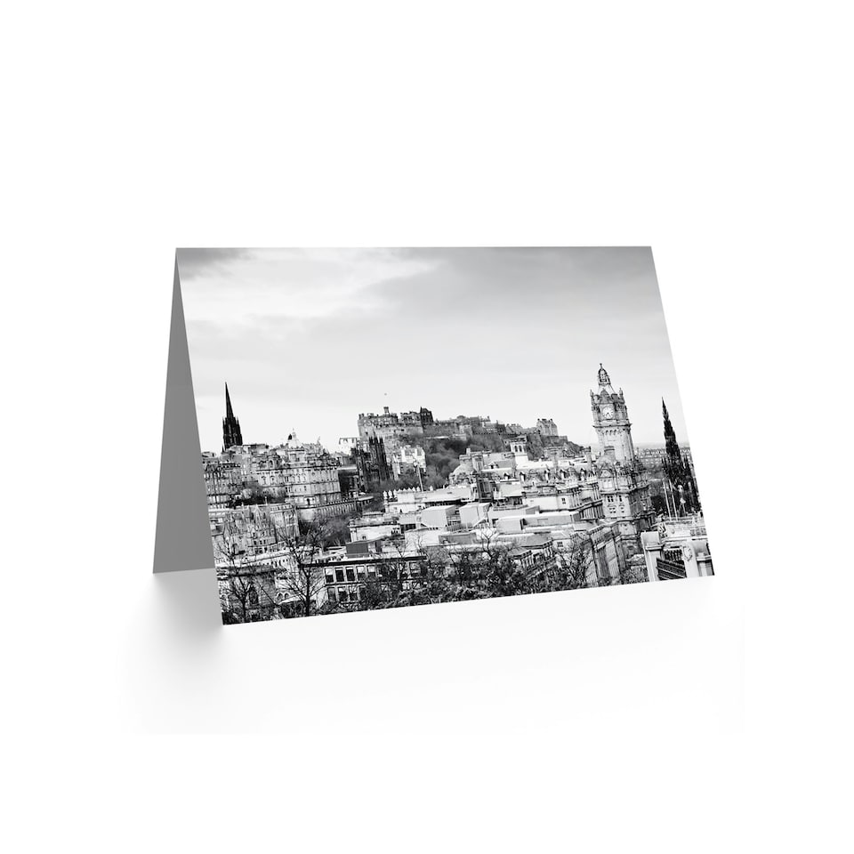 image 1 of Edinburgh Castle B&W City View Scottish Scotland Card