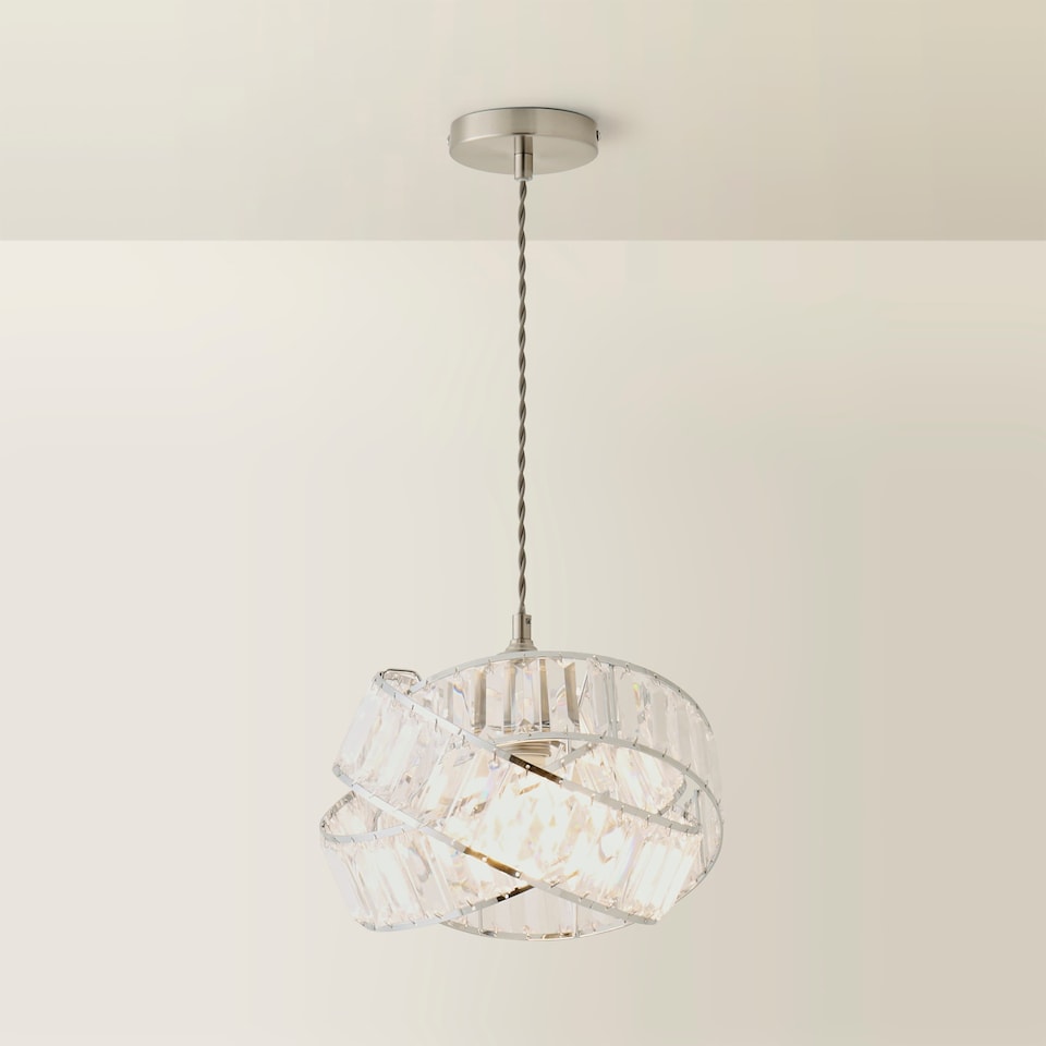 image 1 of ValueLights Hudson Silver Ceiling Pendant Shade Clear