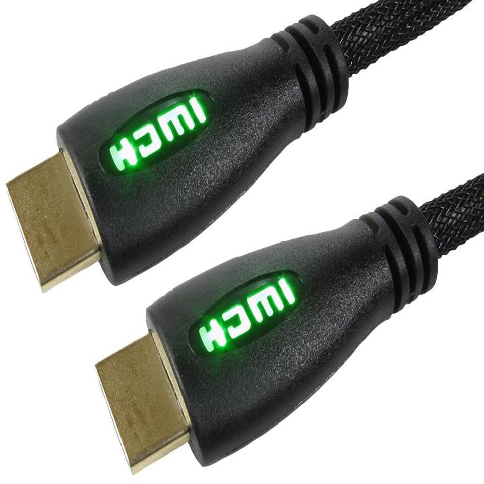 PRO SIGNAL High Speed HDMI Lead Male to Male Green LED Display Braided 5m Black