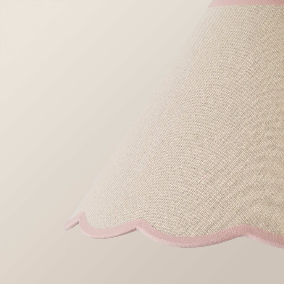 image 1 of ValueLights Florie Natural Large Taper Lamp Shade Scallop Pink Trim & Bulb | Pink