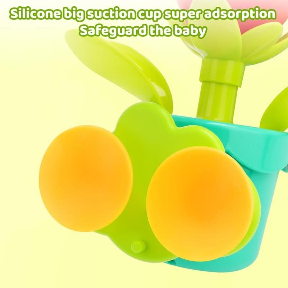 image 1 of Sunflower Bath Sprinkler Toy - Pop-Up Blooming Flower Water Toy with Strong Suction Cup & Watering Can, Battery-Free Sensory Bath Play for Toddlers & Babies