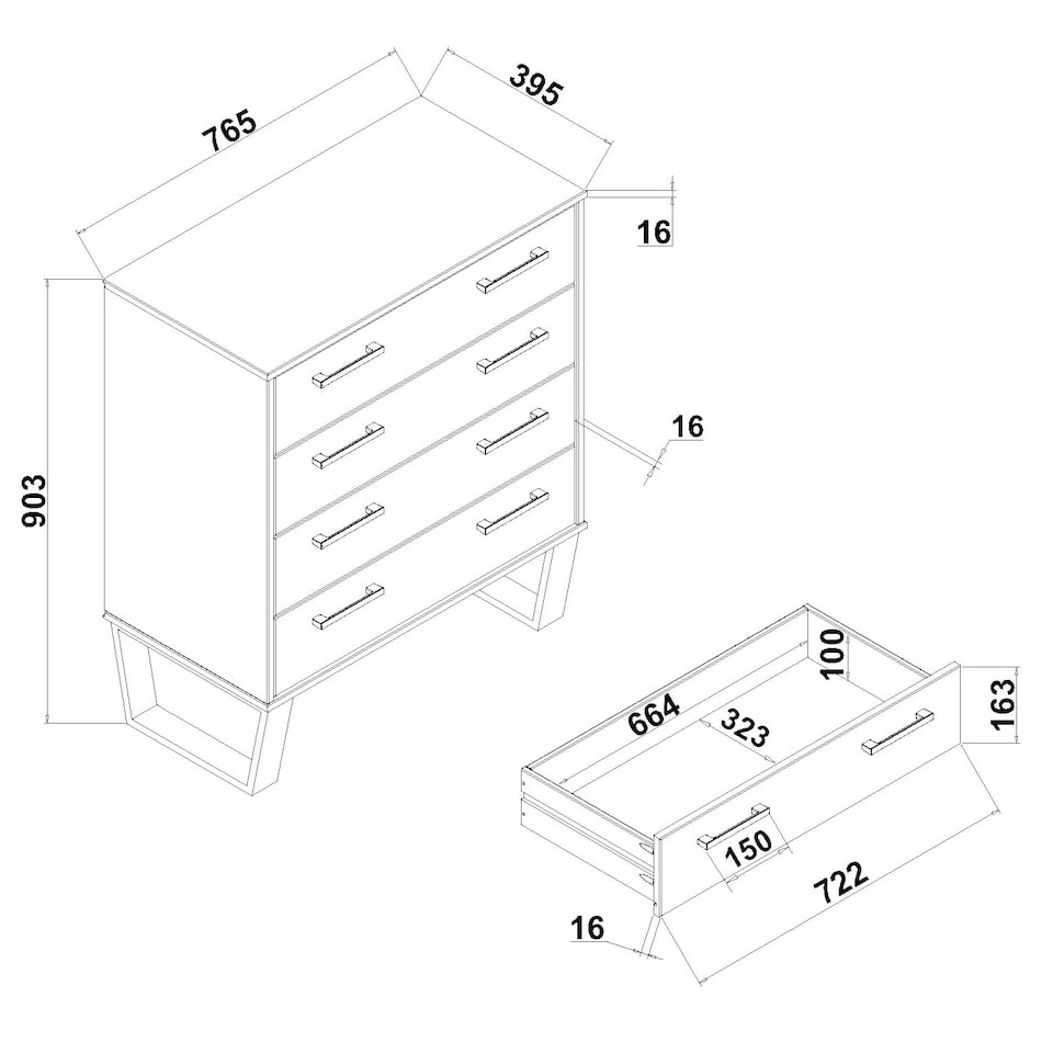 image 1 of Texas 4 Drawer Chest of Drawers - Industrial Style Pine Bedroom Storage Cabinet with Metal Legs | Grey | Grey | 1