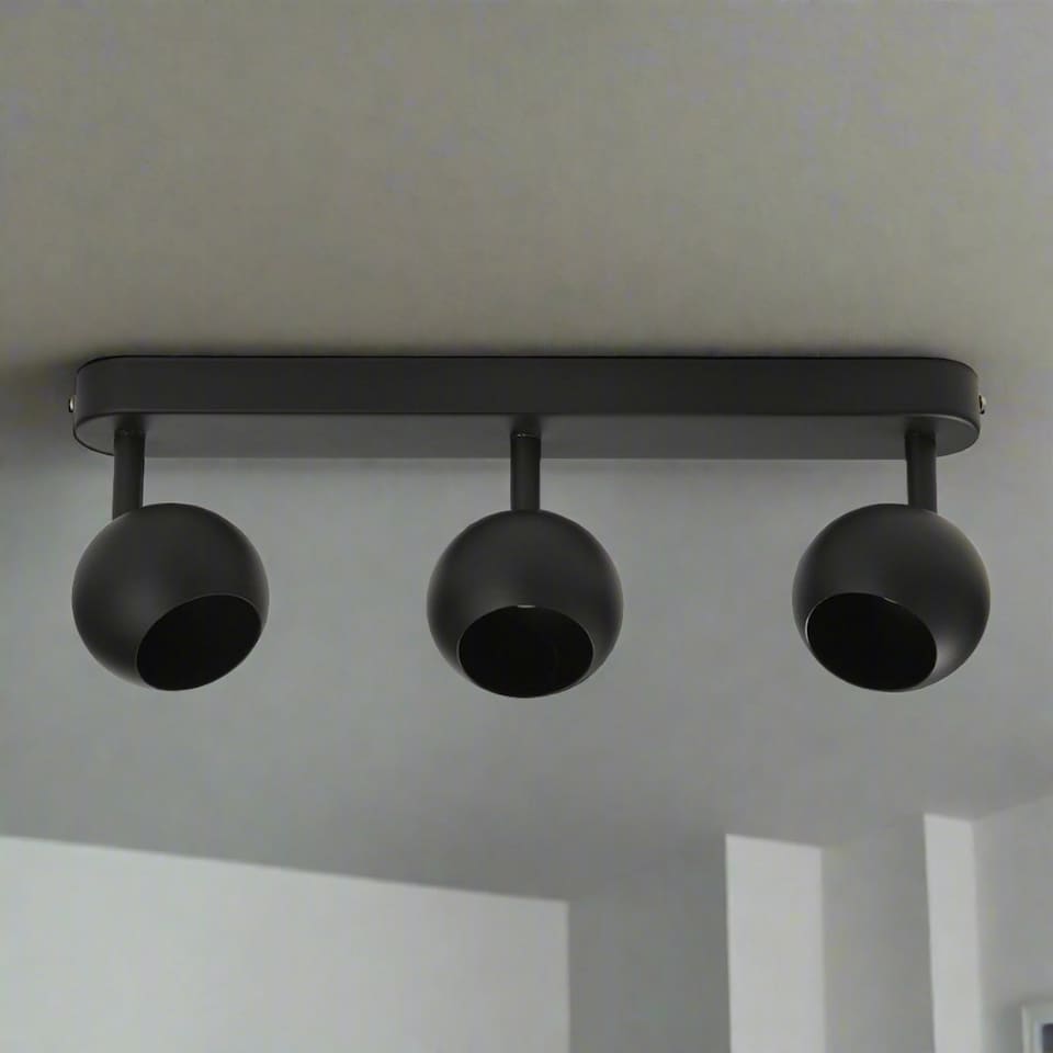 image 1 of CGC NIEVE Matt Black Triple Three Head GU10 Ceiling Surface Spot Light Round Head Black