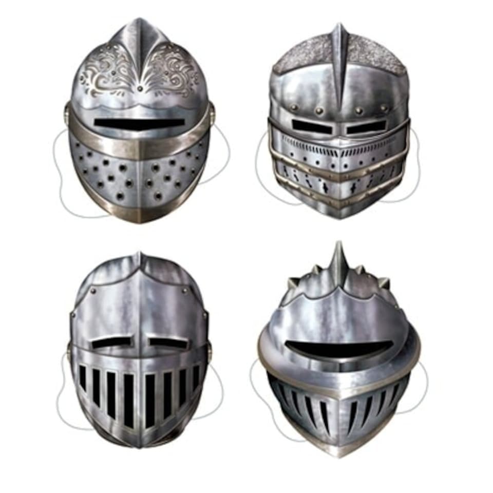 Medieval Knight Cardboard Masks 12 Inch - Pack of 4