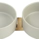 image 3 of Living and Home Double Ceramic Cat Bowl with Bamboo Stand ,Grey