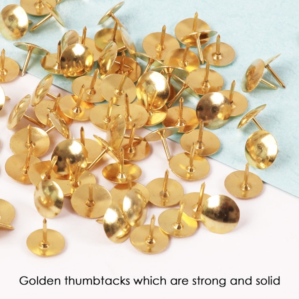 image 1 of Pack of 50 Golden Thumb Tack Push Pins
