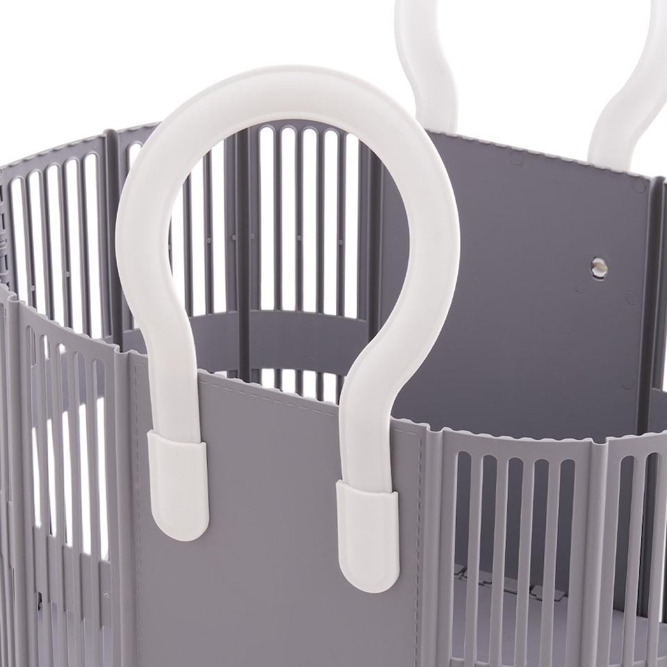 image 1 of Living and Home Foldable Plastic Laundry Basket, Grey | Grey