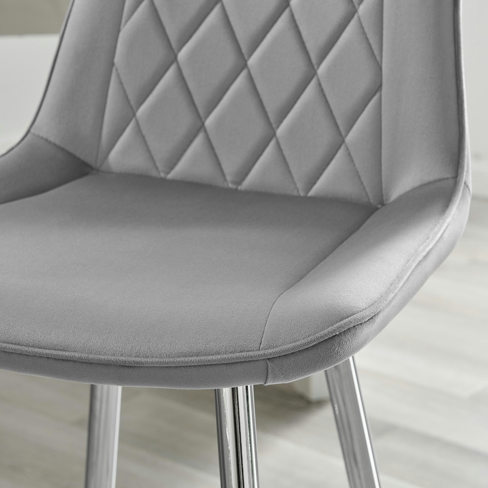 image 1 of Furniturebox Pesaro 2x Grey Velvet Silver Legs Bar Chair