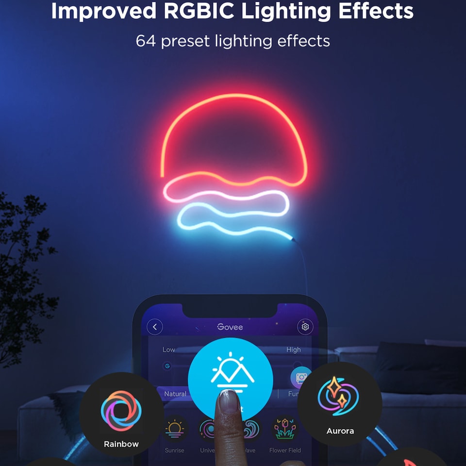 image 1 of Govee 3M Neon Preinstalled Strip Light White support Matter(Homekit, Google, Alexa, Smarthings)