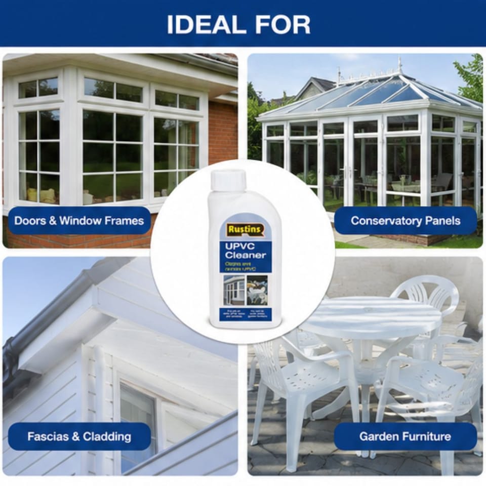 image 1 of Rustins UPVC Cleaner 500ml Removes Stubborn Stains Restores Shine