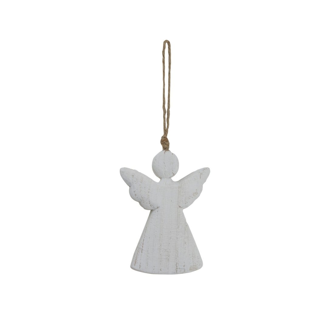 Lemon Pavilion Furniture and Decor Whitewashed Rustic Hanging Angel Ornament - L5xW10xH14 cm - White