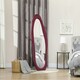 image 2 of HOMCOM Irregular Full Length Mirror with Velvet Frame 160 x 50cm Wine Red