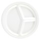 image 1 of White Round 3 Compartment Compostable Bagasse Plates 26cm - Pack of 25