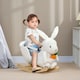 image 2 of HOMCOM Kids Rabbit-Shaped Rocking Horse w/ Realistic Sounds, Safety Belt - White