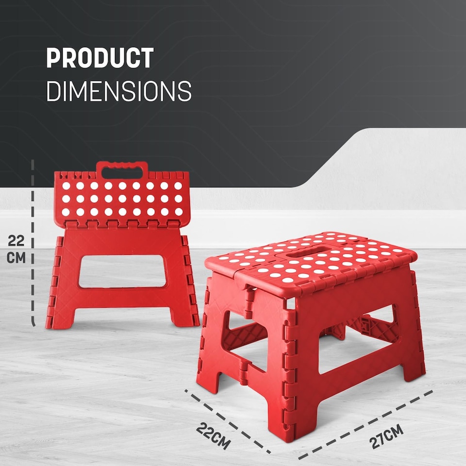 image 1 of Keplin Heavy Duty Folding Step Stool Non-Slip Plastic with Carry Handle, 9 Inch