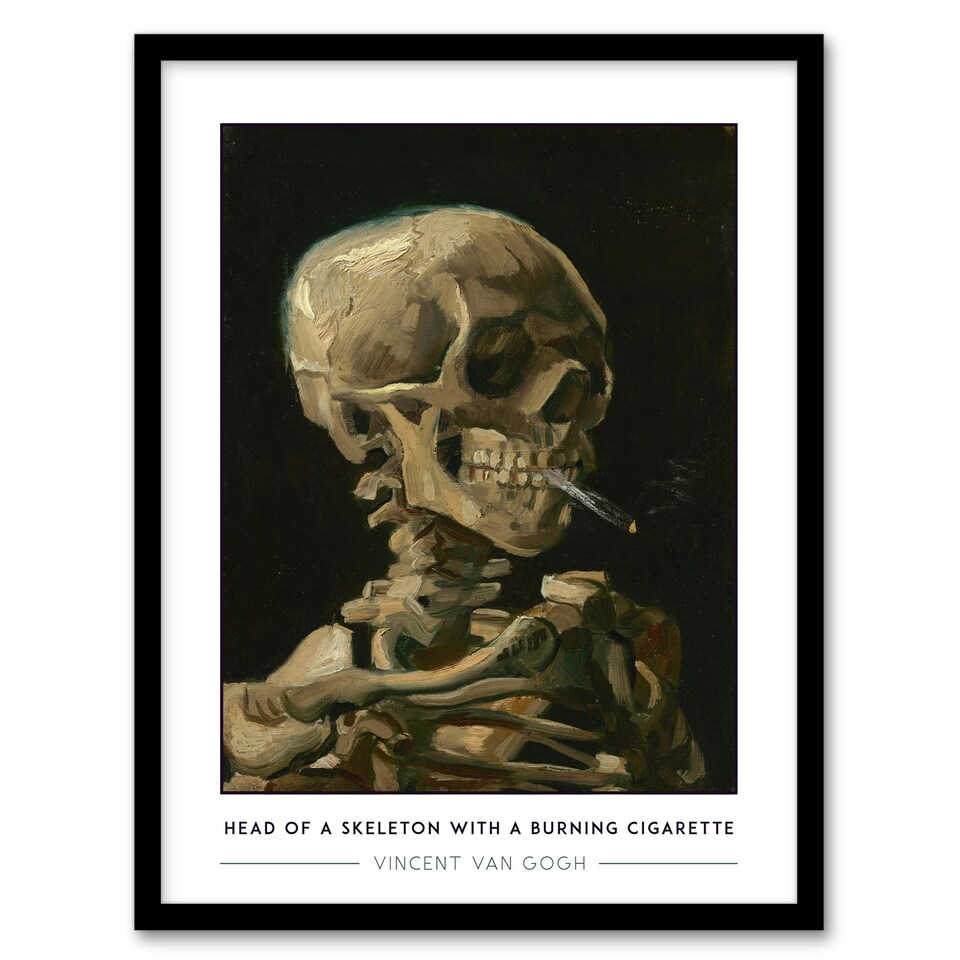 image 1 of Van Gogh Head Of A Skeleton With A Burning Cigarette Framed Art Print 12X16"