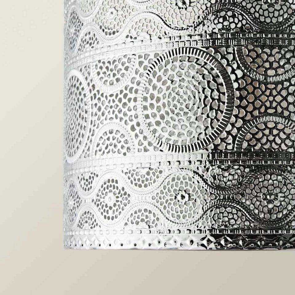 image 1 of ValueLights Moroccan Style Drum Silver Pendant Ceiling Light