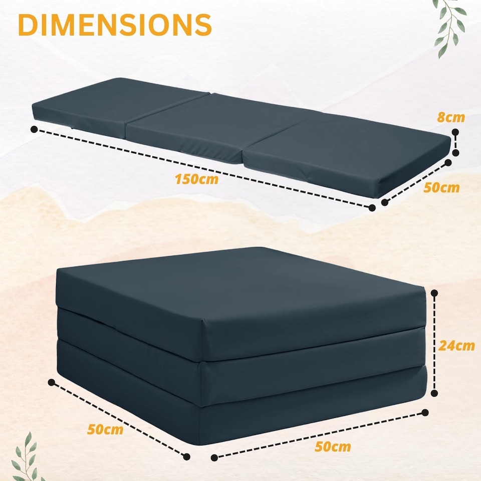 image 1 of Tri Fold Fold Out Z Bed Futon Sofa Chair Mattress