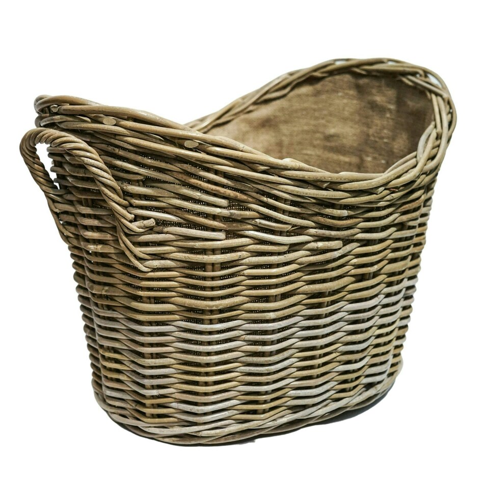 image 1 of Wicker Log Basket Oval Lined N/A
