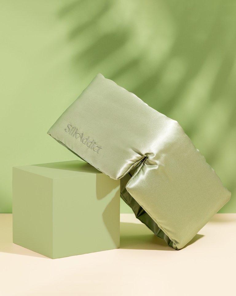 image 1 of Silk Addict 100% Mulberry Silk Sleep Mask – Olive Green | Green | 1