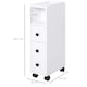 image 3 of kleankin Slim Bathroom Storage with 2 Drawers, 2 Open and Wheels, White