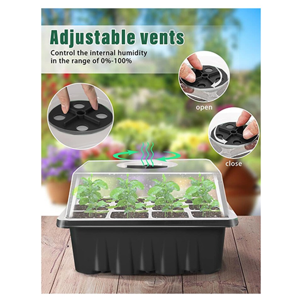 image 1 of 6 Packs Seed Trays with Clear Lids Seed Propagator Set Garden