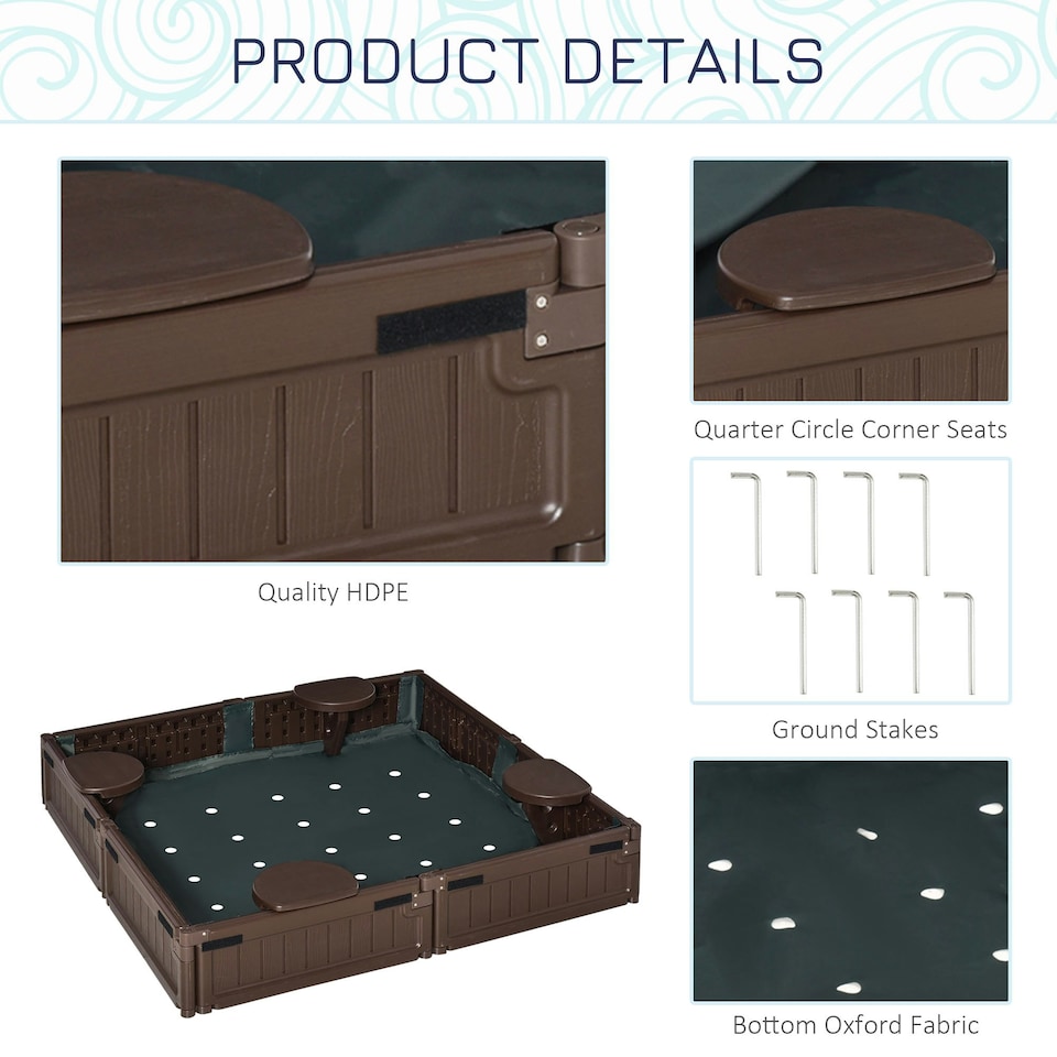 image 1 of Outsunny Kids Outdoor Sandbox w/ Canopy Backyard for 3-12 years old Brown