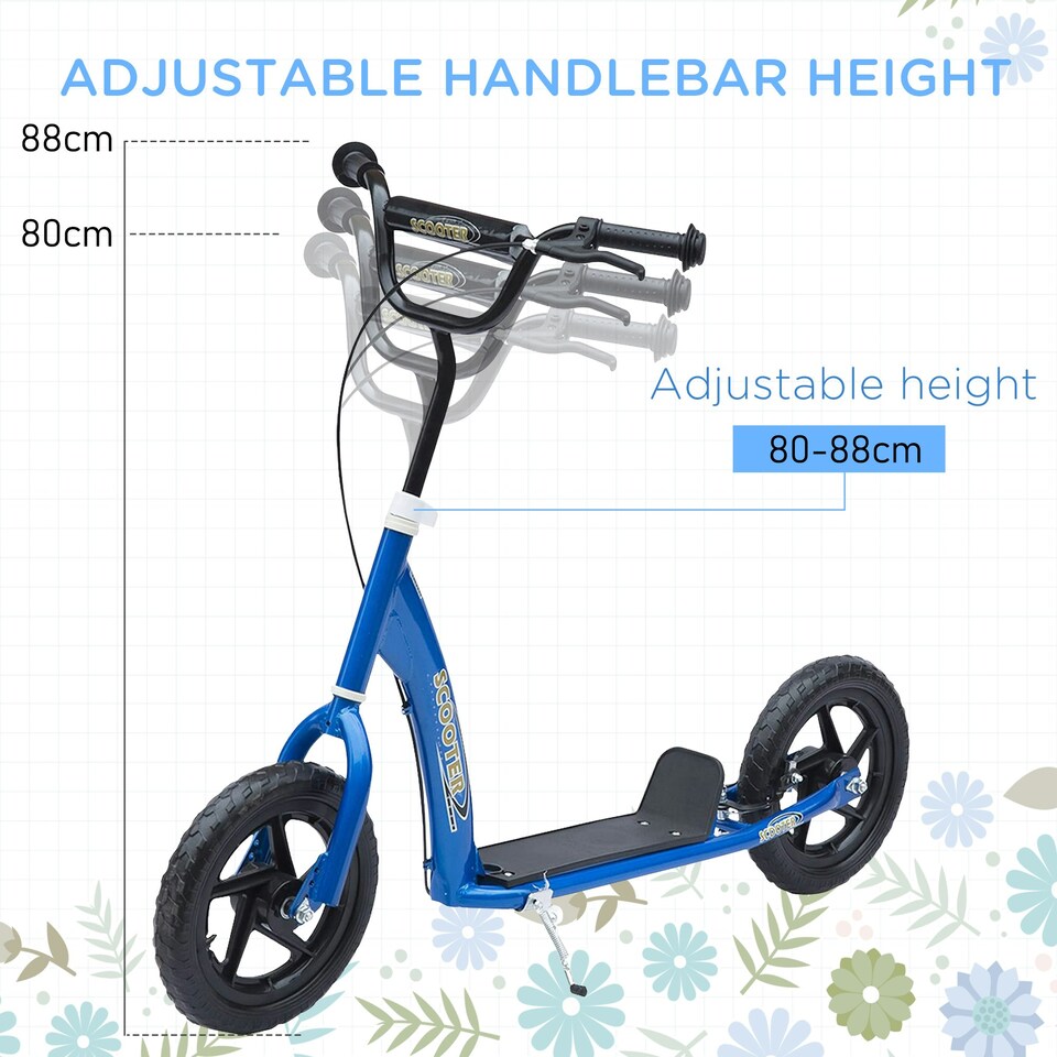 image 1 of HOMCOM Push Scooter, Teen Kids Scooter with 12" EVA Tyres, Blue