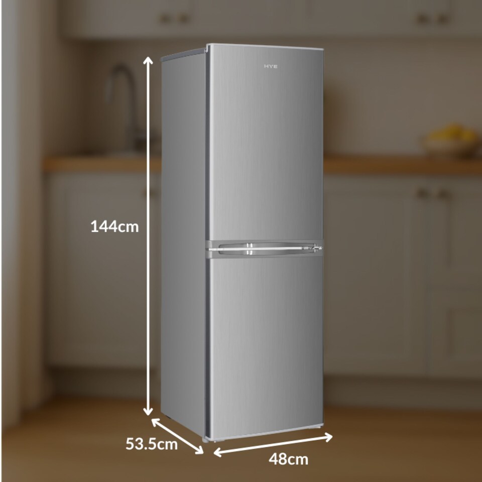 image 1 of HYE 50-50 Freestanding Fridge Freezer, 142 Litre, 48cm, Silver - RF01FF142S01