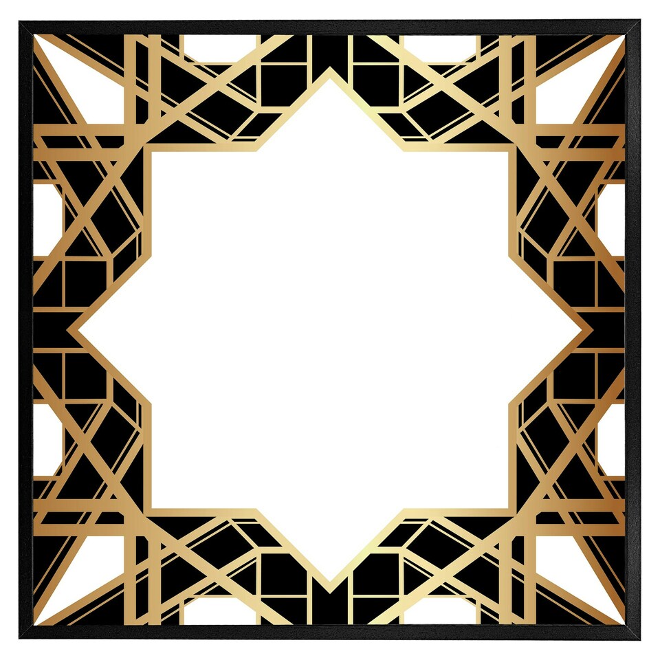 image 1 of Art deco star border (Picture Frame) White | L