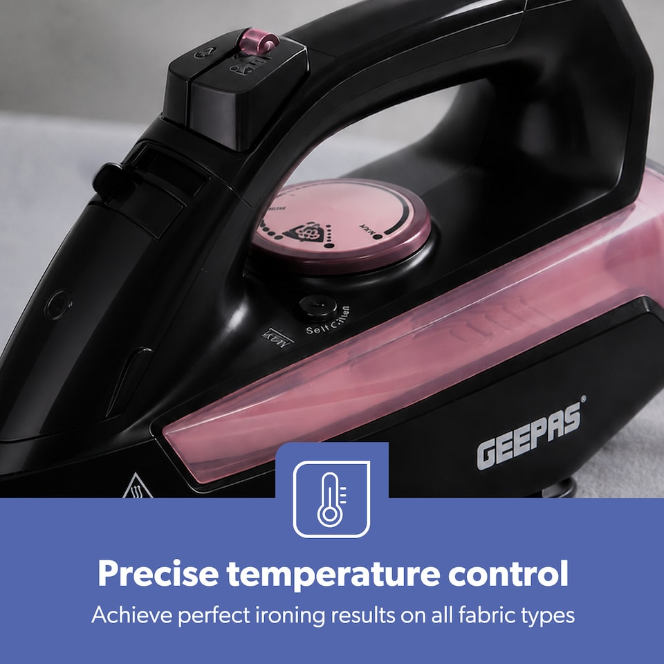 image 1 of GEEPAS 2400W Steam Iron Ceramic Soleplate, Black
