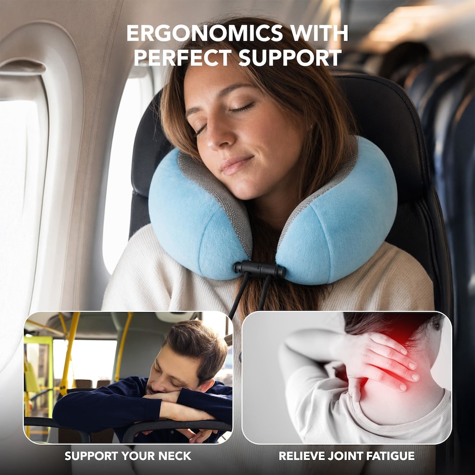 image 1 of Lugg Memory Foam Travel Neck Pillow with Adjustable Buckle and Washable Cover